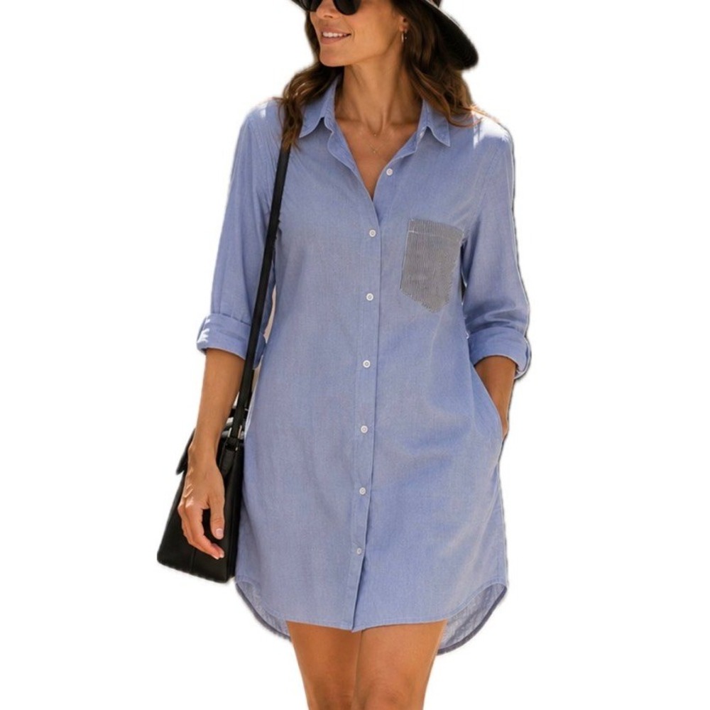 Steven Alan Blue Dress Shirt Dress. Long Sleeve. Women's size Small